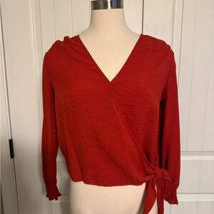 Madewell Burnt orange/brick red wrap top